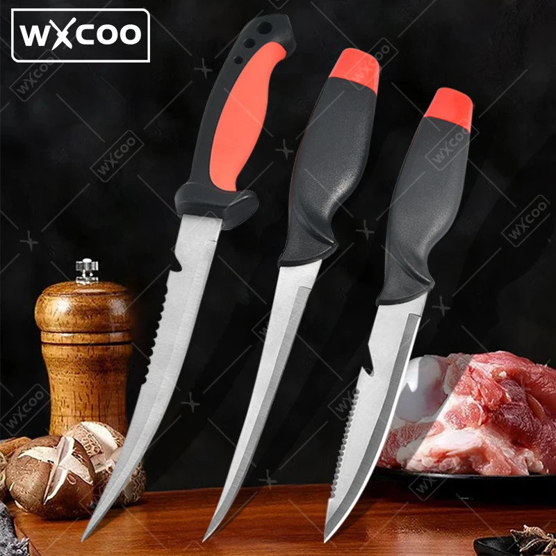 WXCOO Multi-purpose Fish Filleting Knife Ultra-sharp Boning Knife Stainless Steel Meat Cleaver Fish Sushi Slicer Fruit Peeler