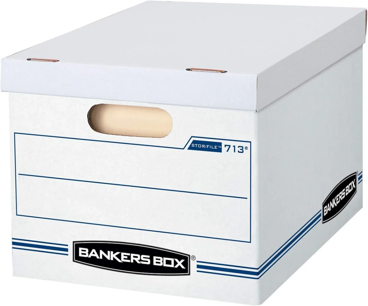 

Bankers Box 30 Pack STOR/FILE Basic Duty File Storage Boxes, Standard Assembly, Lift-off Lid, Letter/Legal, White/Blue