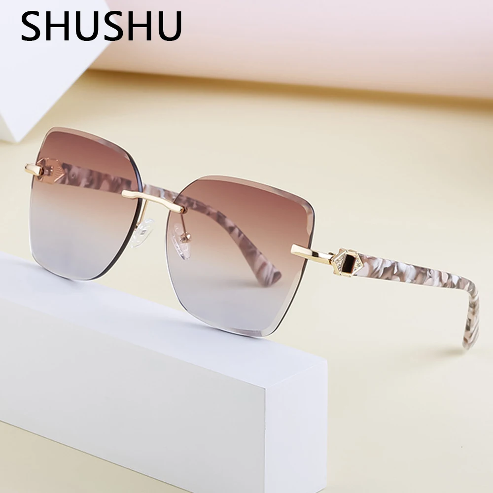 

New Style Oversized Rimless Square Sunglasses European and American Fashion Sunglasses For Women