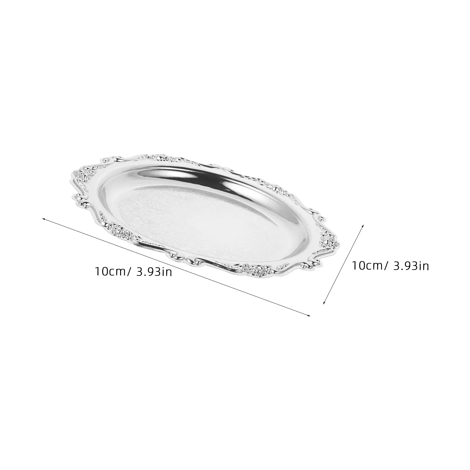 8Pcs Vintage Metal Food Serving Tray Retro Round 4 Inch Shatterproof Dessert Snack Plates for Coffee Table Buffet Display