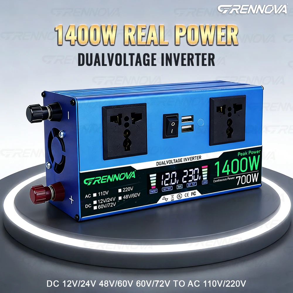 

Инвертор с модифицированной синусоидой 700-1100 Вт, пиковая мощность 1400-2200 Вт, 12/24/48/60/60/72 В на 110/220 В, для автодомов и кемпинга