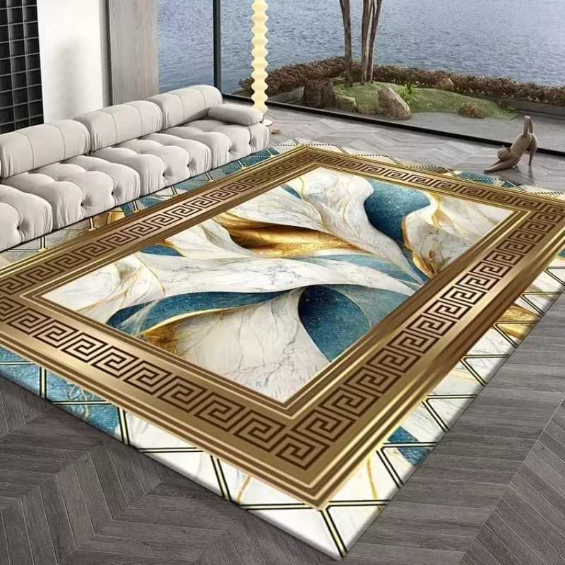 Luxury Carpets for Living Room Marble Decoration Abstract Carpet Parlour Sofa Area Floor Mat Bedroom Decor Large Rug Washable