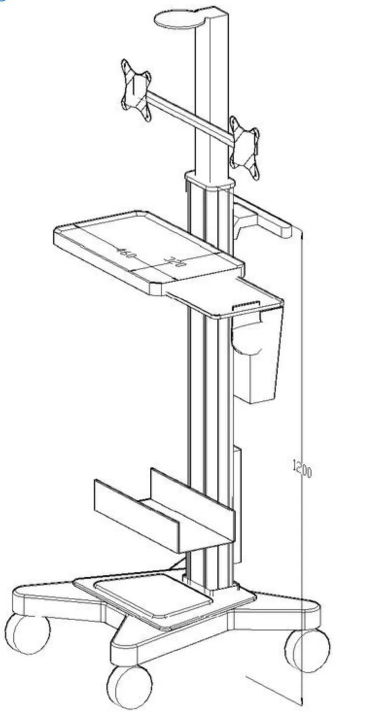 MEDICAL Hospital Computer Cart ABS Instrument Trolley Medical Cart