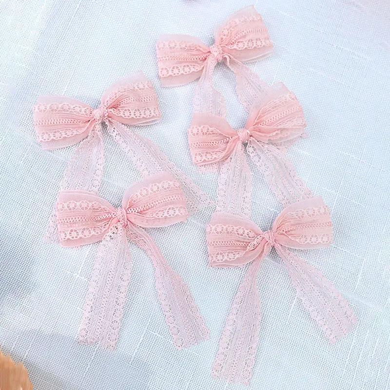 5/6Pcs Pink Lace Hairpins Girl Princess Bowknot Hair Clips For Girl Kids Barrettes Korean Hairgrips Headwear Hair Accessories