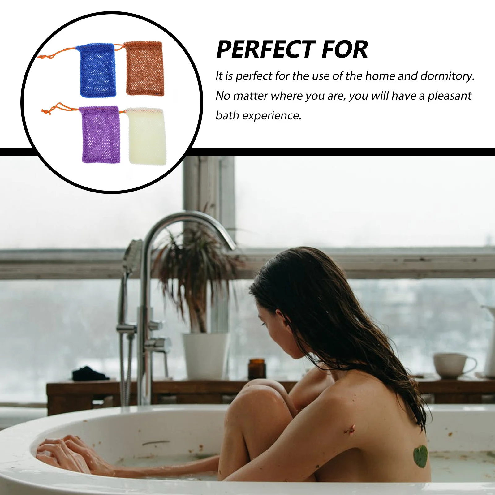 

4Pcs Soap Bag Premium Bath Foaming Holders Durable Bathing Soap Pouch Home Use Shower Cleaner Skin Exfoliating Towels