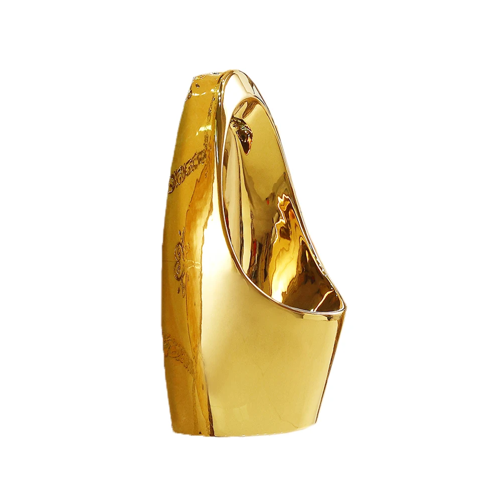 Modern Commercial Plated Men's Urinal Ceramic Wall Mounted Gold Color Urinal For Hotel