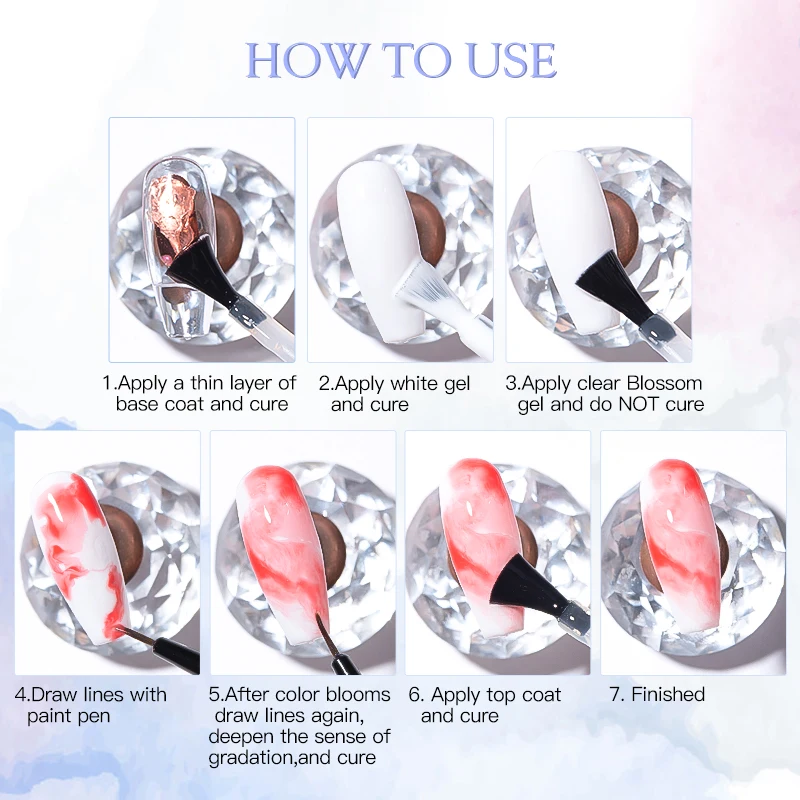 7 ミリリットルネイルブルーミングジェル花拡散効果機能ワニス簡単に適用ネイルアートデザインホームサロンマニキュアペディキュア