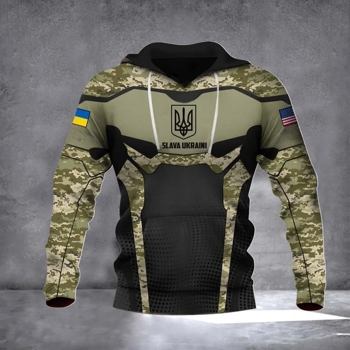 New Ukrainian national emblem Canada Flag Camo printed hoodies 3D Men Women casual pullover military hooded Sweatshirt clothing