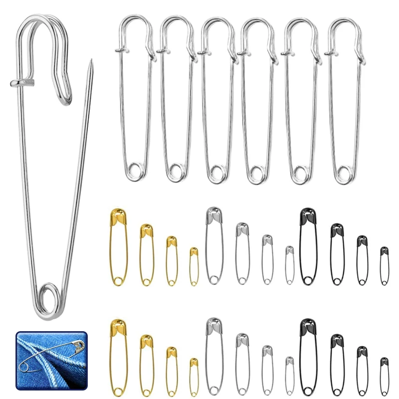 10-100p 22/28/38/45/54mm Silver Golden Safety Pins DIY Sewing Tools Accessory Iron Needles Safety Pin Brooch Apparel Accessories