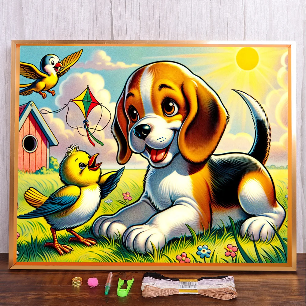 Bird And Dog Printed 11CT Cross-Stitch Set Embroidery DMC Threads Handicraft Hobby Needlework Knitting Room Decor Mulina Needle