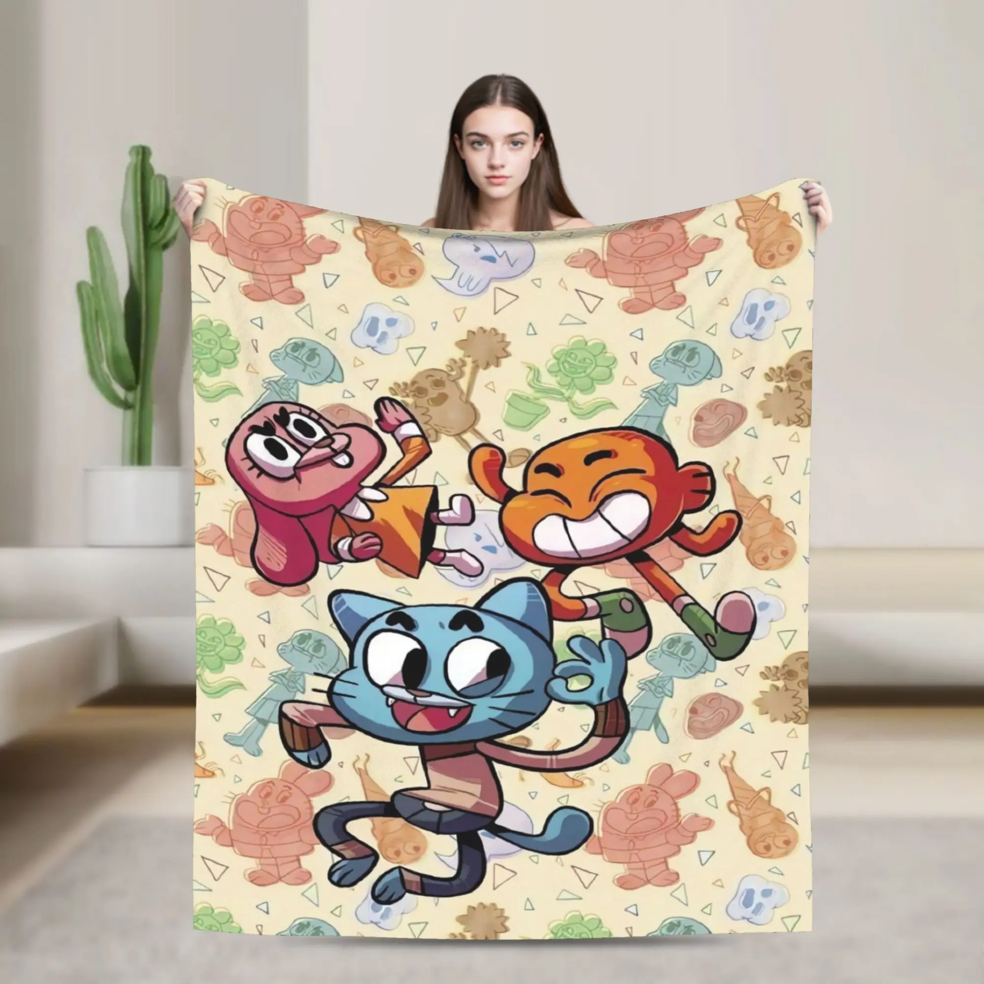 Gumball Gum Ball Watterson Amazing Cartoon Plush Blanket Flannel Throw Blanket For Couch Chair Sofa Bed Super Soft Bedspread