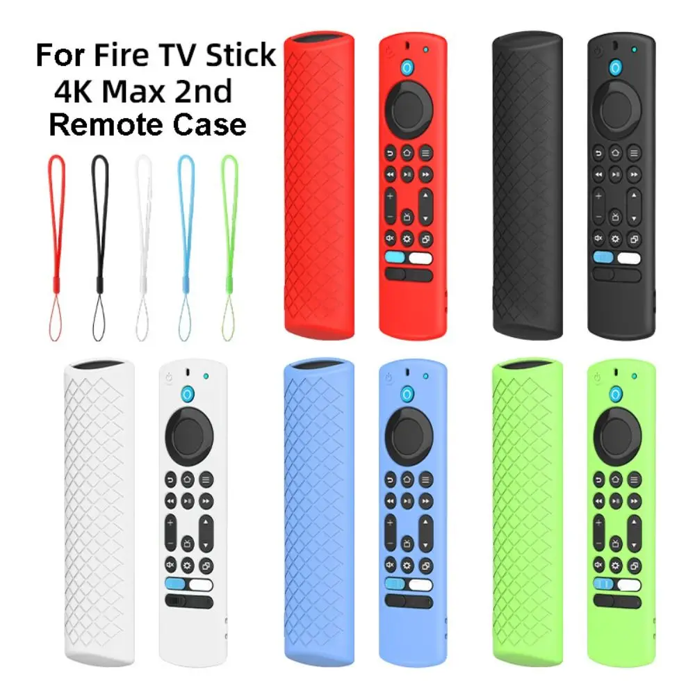 Shookproof Remote Control Case with Lanyard Silicone Waterproof Case Dirt-resistant Durable for Alexa Voice Fire TV Stick 4K 2nd