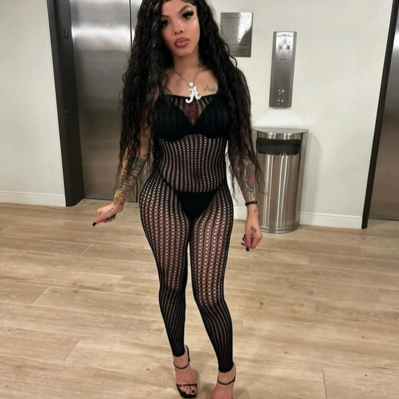 

Elegant See-Through Mesh Jumpsuit - Strappy One-Piece Romper for Women-Ideal for Summer Vacation-Date Nights and Casual Outings