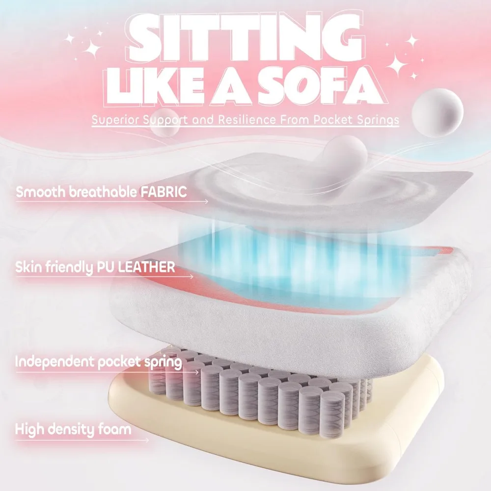 Игровое кресло, милое с кошачьими ушками, поясничная лапа и подушкой, эргономичное компьютерное кресло с подставкой для ног, откидное игровое кресло для ПК для девочек