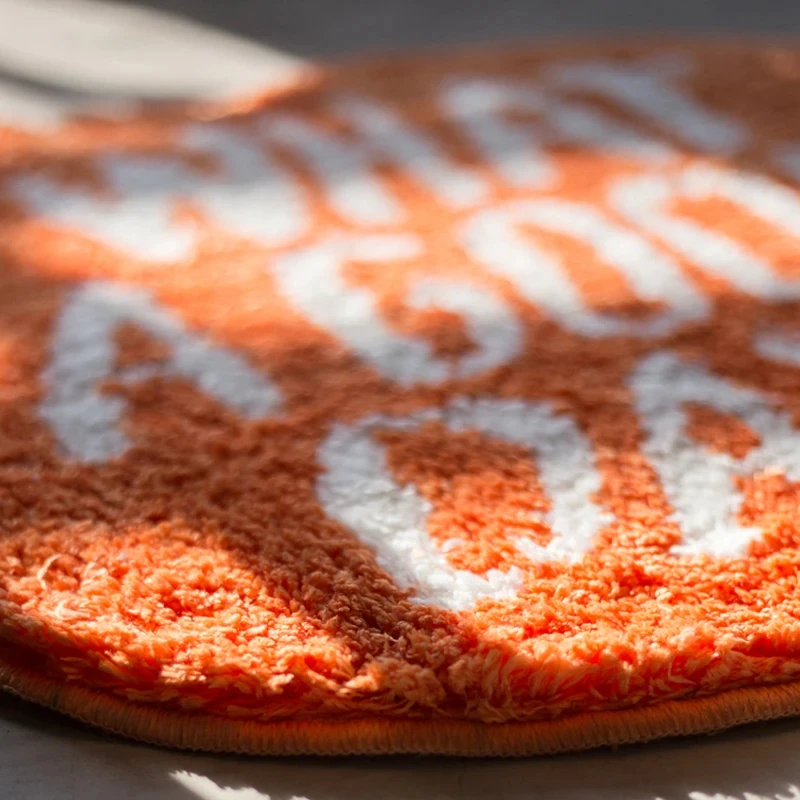 Orange Flocking Floor Rug What a Good Day Pets Rug Living Room Nordic Bathroom Soft Fluffy Rug Bedside Carpets Entryway Floor