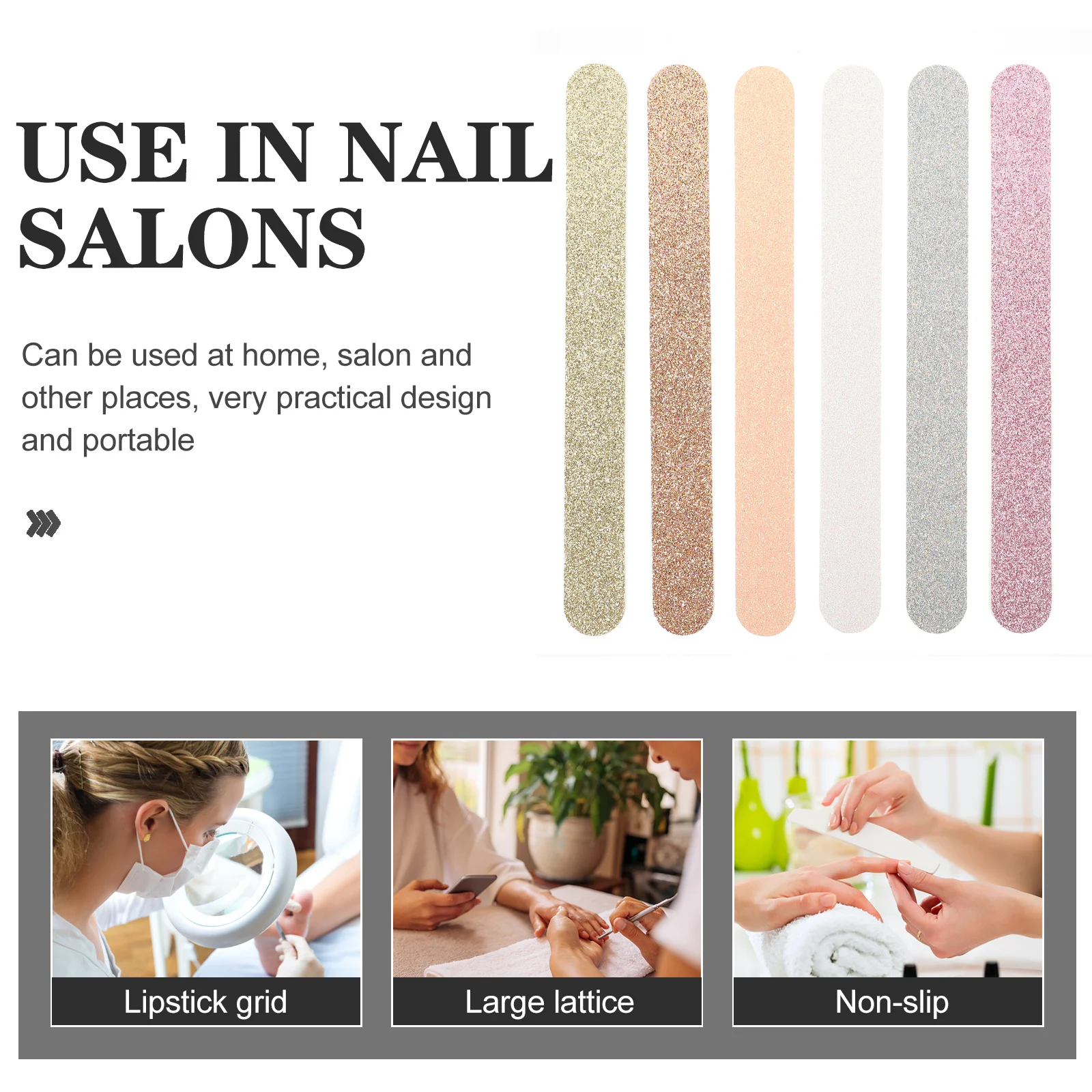 30Pcs Nail File Double-Sided Glitter Eva Manicure Pedicure File Strip Professional Nail Shaping Buffing Polishing Tools