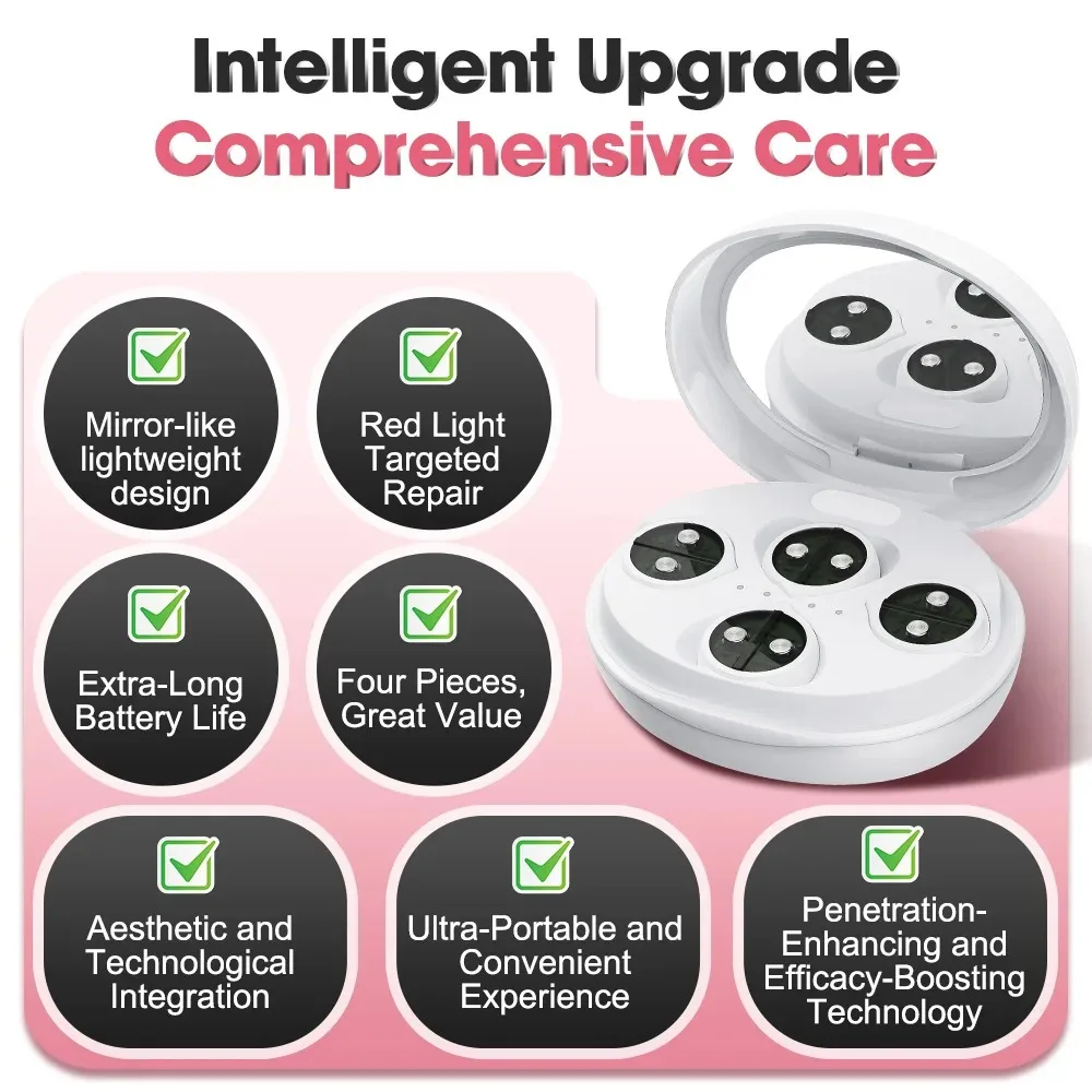 Micro-current Face/Eye Beauty Massager 660nm Red Light with Gel Patch Portable Pads Rejuvenation Dark Circles Eye Lines Remover