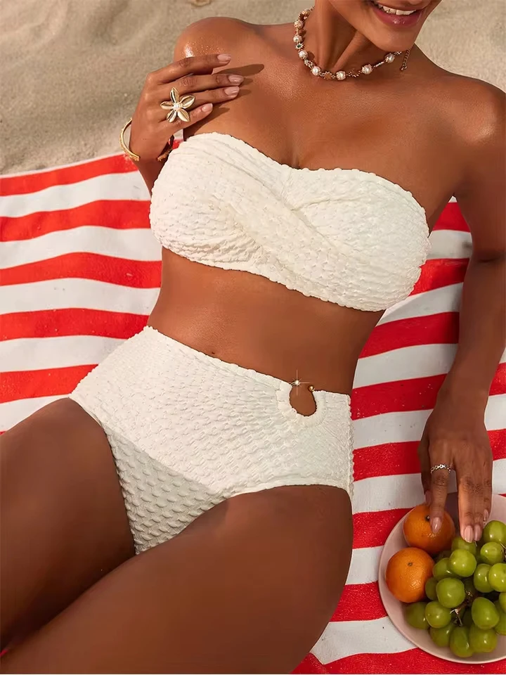 

Vzvn Sexy Sportswear for Women Fashion Vintage Sleeveless Swim Solid Strapless Backless 2026 New Spring Summer Two Piece Suits