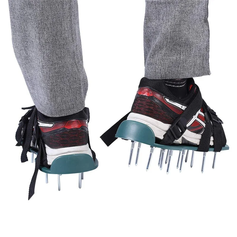 A008 1 paar gazonbeluchterschoenen voor gras, tuingereedschap voor buiten PP + koolstofstaal gazon gazon grond losmakende beluchter met spikes