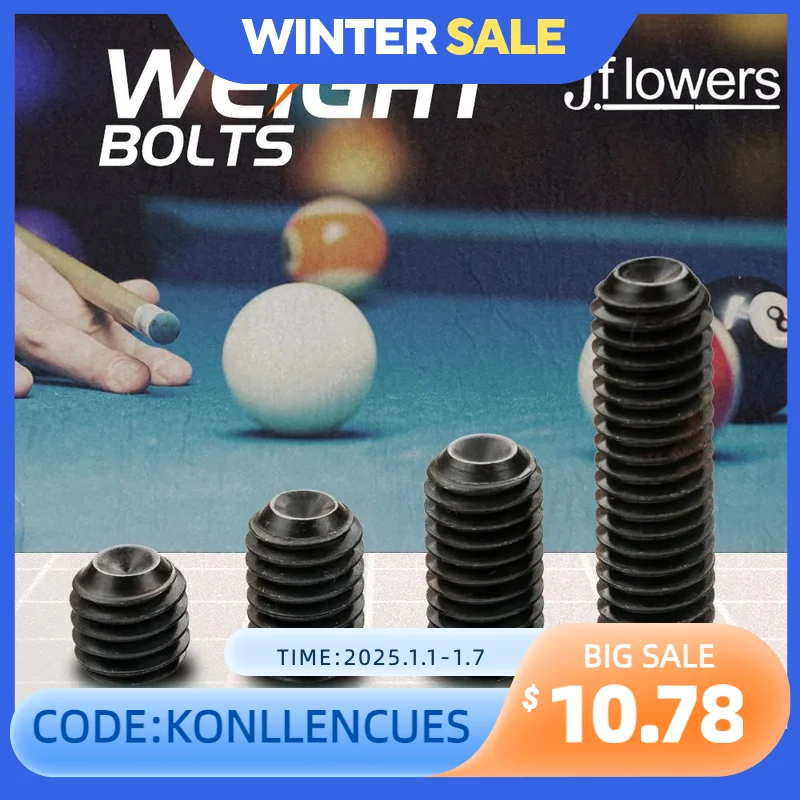 Jflowers Weight Bolt Adjust 0.2/0.4/0.5/0.7oz 12/19/25/45mm 4 Pieces Set of Weight Bolt Adjustable Billiard Accessories