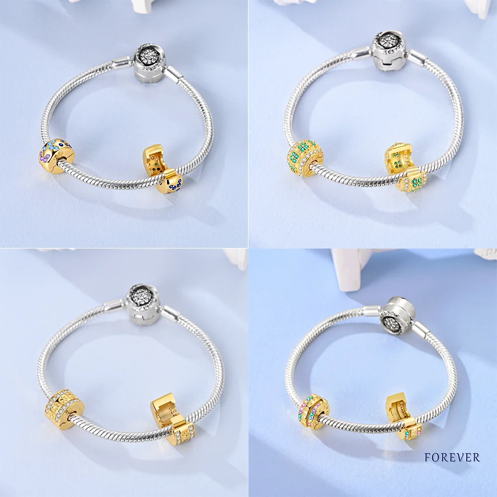 جديد 925 الفضة سبليتابل الشمس القمر استرخى سحر ستار القلب حبة صالح الأصلي سوار للنساء غرامة صنع المجوهرات هدية