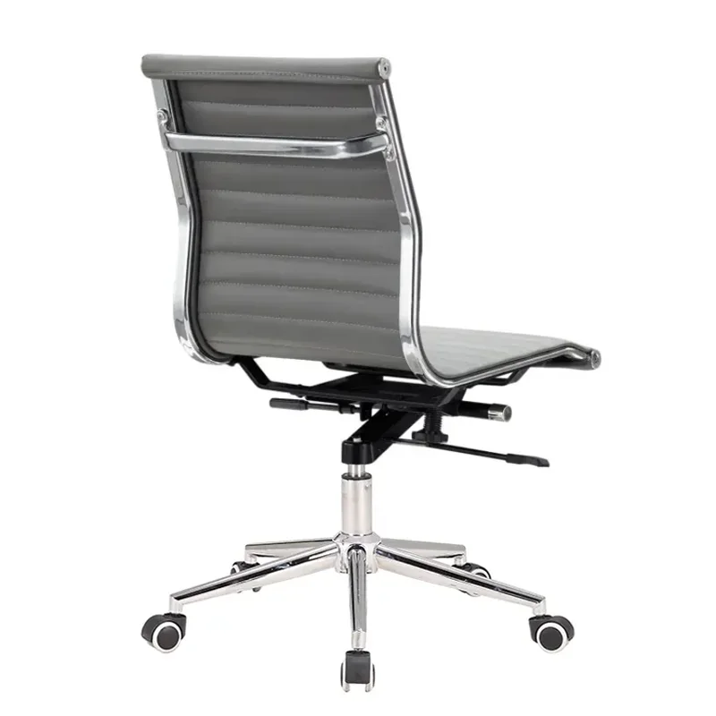 Wholesale Price Metal Frame Armless Revolving Middle Back Leather Office Chair For Reception