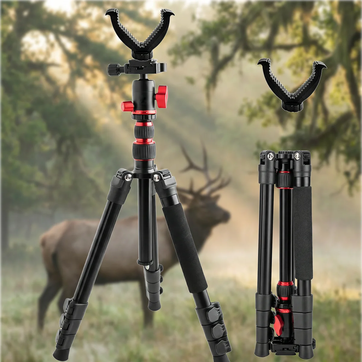 55 Inch Camera Tripod Monopod for DSLR & Phone, Aluminum, 360° Panoramic Ball Head, 2 Axis Center Column, Bag