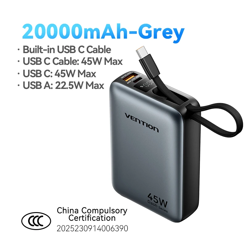 Ventie CCC 45W 20000mAh Power Bank Snel opladen Draagbare oplader voor Xiaomi iPhone Pro Max Samsung Galaxy Batterij 3C Powerbank
