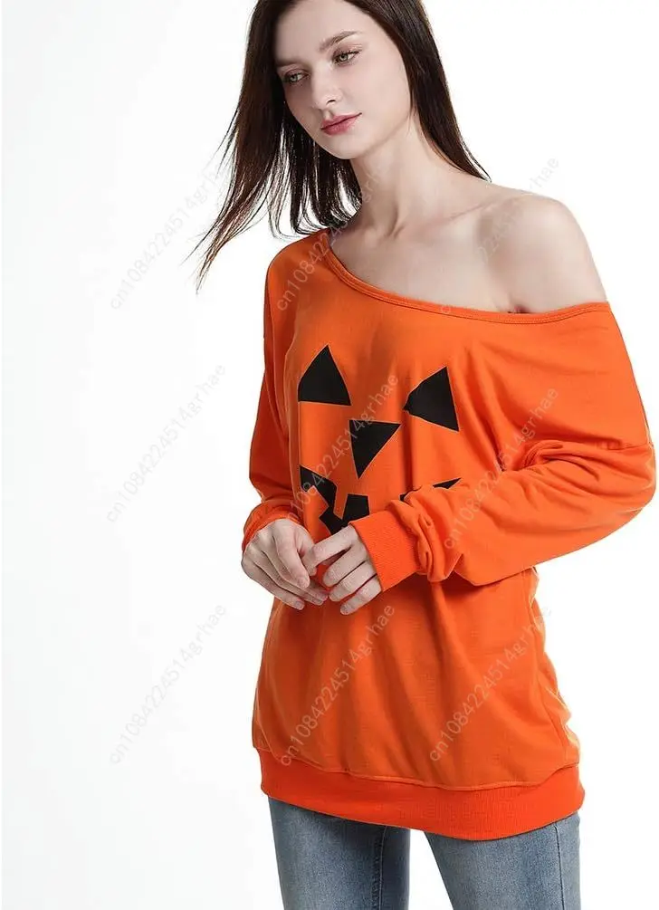 Женские сексуальные толстовки с открытыми плечами на Хэллоуин, пуловеры, костюмы больших размеров
