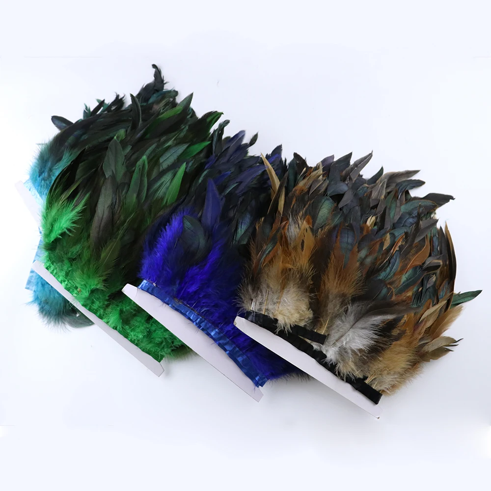 1 Meter Natürliche Hühner- und Hahnenfedern, Fransenbesatz, Plumas für Hochzeitskleider, Partydekoration, Handarbeitszubehör, 15-20cm