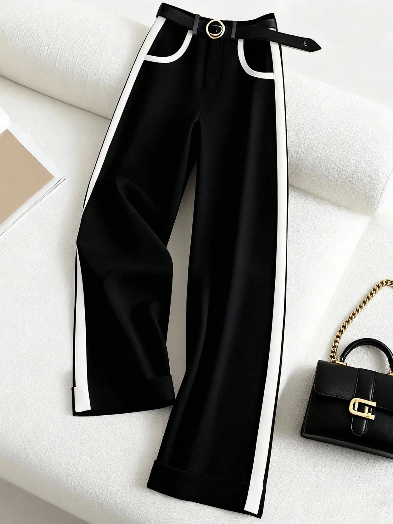 Women's Directed Vacation Elegant Leisure Fashion Outdoor Sports Slimming Versatile Korean and European Pants (Without Belt)