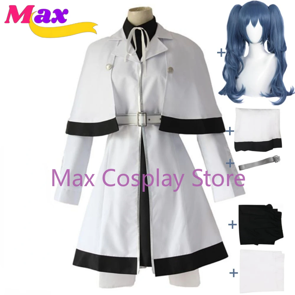 

Max Cos Anime Re Yonebayashi Saiko Cosplay Costume Blue Wig CCG White Trench Uniform Halloween Carnival Party Role Play