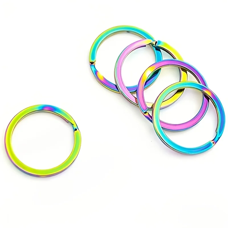 10pcs Rainbow Metal Split Key Rings Colorful Round Keychain Rings for DIY Jewelry Making Accessories