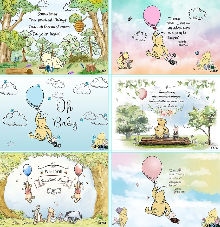 Winnie The Pooh Party Backdrops Wedding Decoration Children's Birthday Photozone Background Decorations Wall