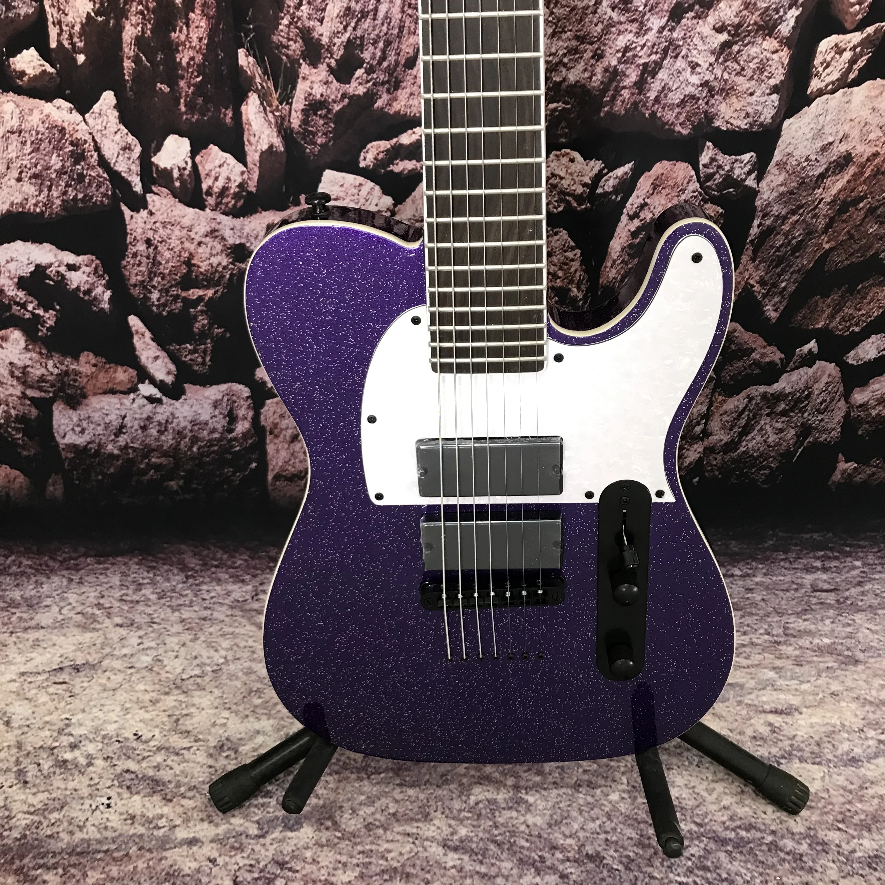 Factory customization electric guitar 7 string metal purple color black hardware in stock