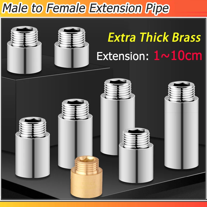 Extra Thick Brass/304 Stainless Steel Male to Female Extension Pipe Extension:1cm 1.5cm 2cm 2.5cm 3cm 4cm 5cm 6cm 7cm 8/9/10cm