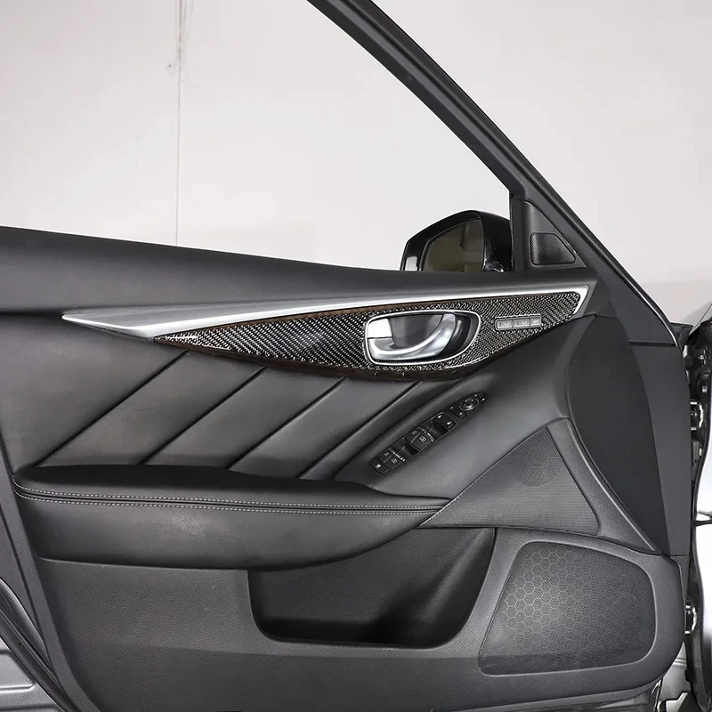 For Infiniti Q50 Q60 2015-2022 Car Interior Handle Panel Decorative Frame Sticker Soft Carbon Fiber Interior Accessories LHD