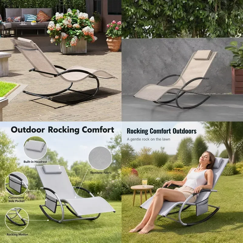 for   Shaped Rocking Chair Outdoor Leisure Metal Frame Simple Modern Style  Terrace Balcony Beach Hotel