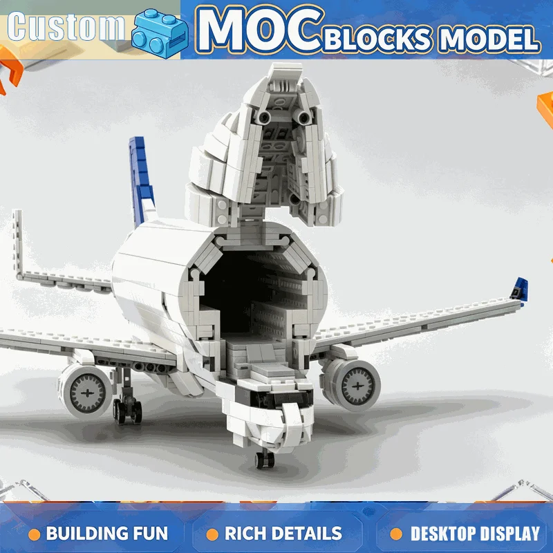 2347Pcs Cargo Freighter Airplane Model Building Blocks Custom Puzzle Creative Assembly Educational Toy Gift Collection Display