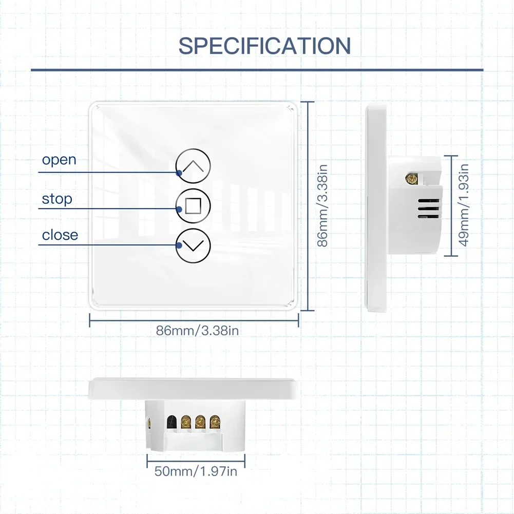 MOES WiFi RF433 Smart 2.5D дуговой стеклянный сенсорный переключатель для жалюзи Smart Life/Tuya APP работает Alexa Google Home