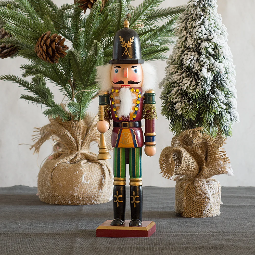 30cm Christmas Nutcracker Puppets Soldier Creative Crafts Gifts Christmas Home Decor Creative Pieces Wooden Antique Toy Gifts