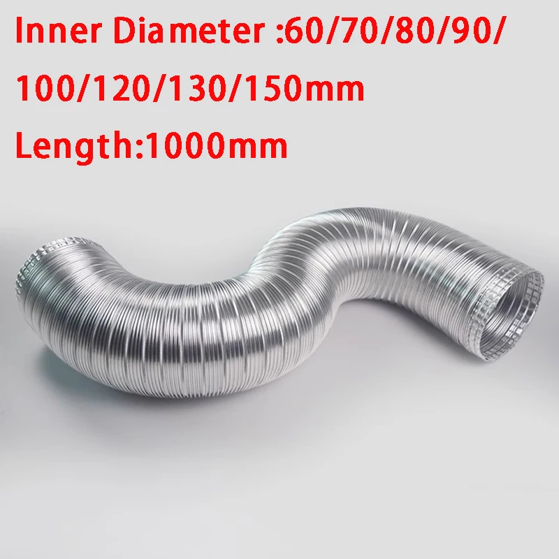 

1 Meter* 60/80/100/120/150mm Encrypted Aluminum Ventilation Pipe Scalable Smoke Tube Kitchen Outlet Bathroom Exhaust Fan Hose