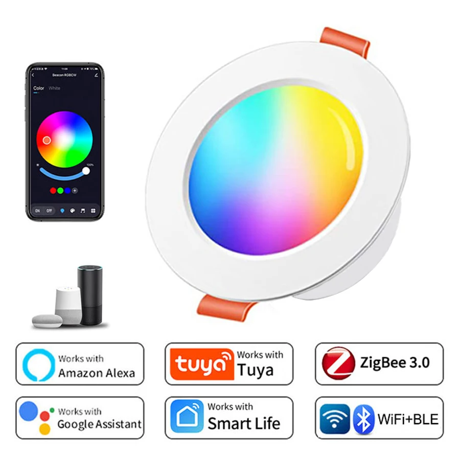 tuya wifi smart led downlight zigbee regulavel 5w 7w 10w 15w spotlight controle por voz vida inteligente funciona com alexa google home 01