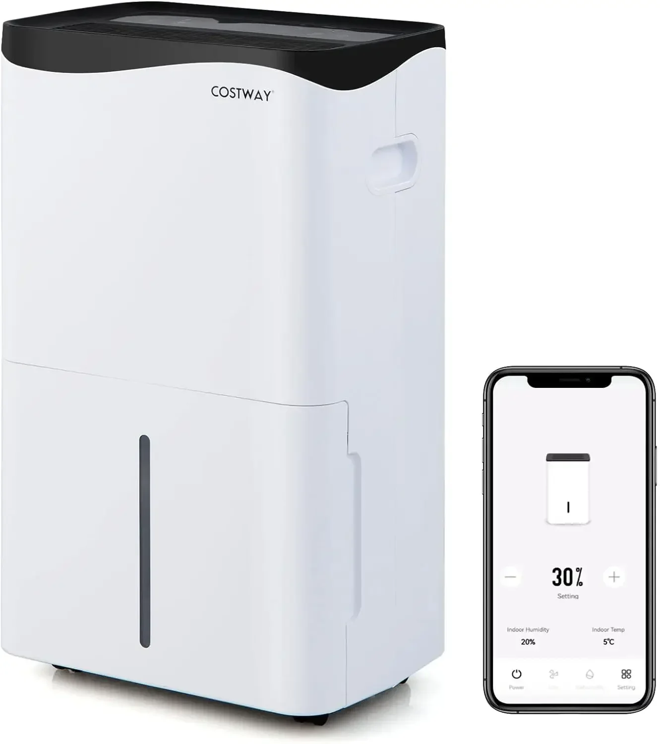 

COSTWAY 5500 Sq. Ft Dehumidifier for Basement & Large Room, 100 Pint Dehumidifier with Smart App & Alexa Voice