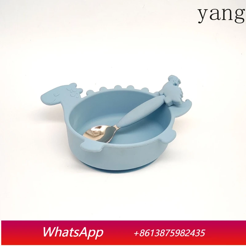 

LMM anti-drop meal bowl, special suction cup for going out, portable complementary food, dinosaur feeding silicone bowl