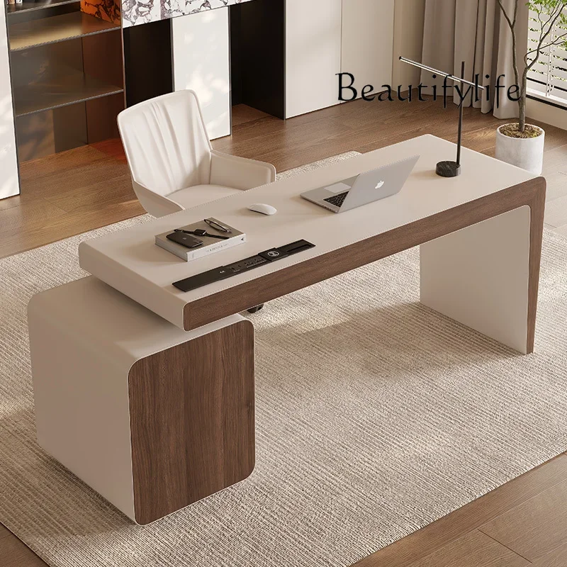 C مكتب منزلي فاخر خفيف إيطالي مصمم عالي الإحساس لغرفة المعيشة دراسة مكتب من الخشب الصلب مكتب كمبيوتر حديث وبسيط