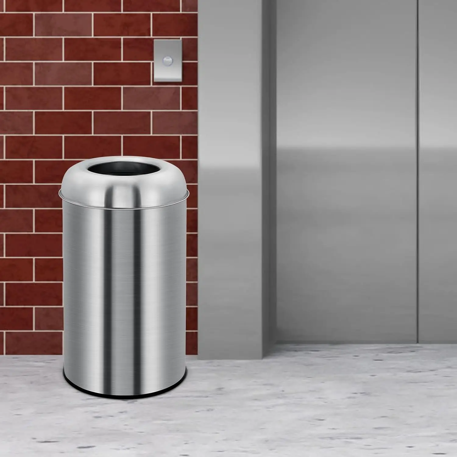 50/70L Stainless Steel Trash Can Open Top Double Layer Garbage Waste Bucket for Bathroom Kitchen Bedroom Office Desk Home Living Room Hotel Cleaning Tools