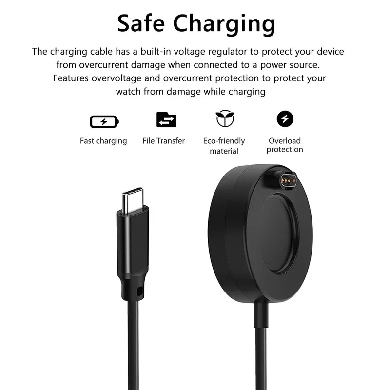 100cm Type-C Fast Charging Cable for Garmin Fenix 8 47 43 51mm 7 7S 7X 6 5 5X Smart Watch Charger Adapter Support Data Transfer