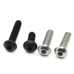 5-50PCS ISO7380 304 Stainless Steel M2 M2.5 M3 M4 M5 M6 M8 Black Grade 10.9 Steel Hex Socket Button Head Screws Allen Bolt Screw