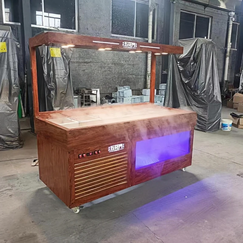 خزانة عرض مزدوجة الحرارة لتبريد الهواء الموفر للطاقة من ساشيمي والسوشي مع التحكم في الرطوبة #2